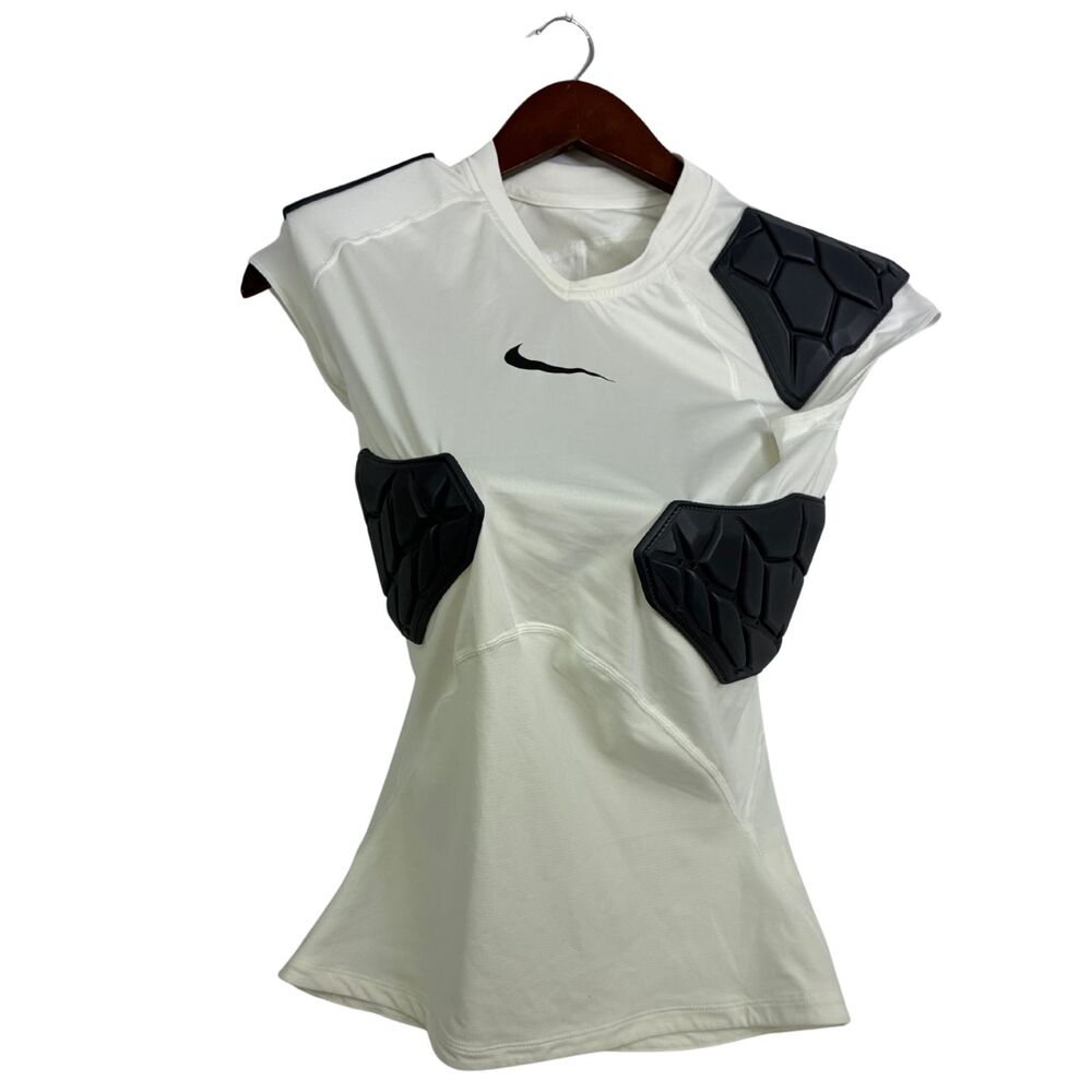 Nike Pro Dri FIT Padded Football Shirt Mens Small White Compression Protective